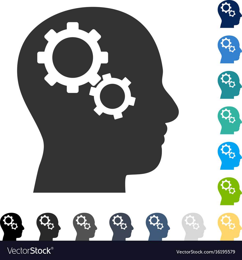 Brain gears icon Royalty Free Vector Image - VectorStock