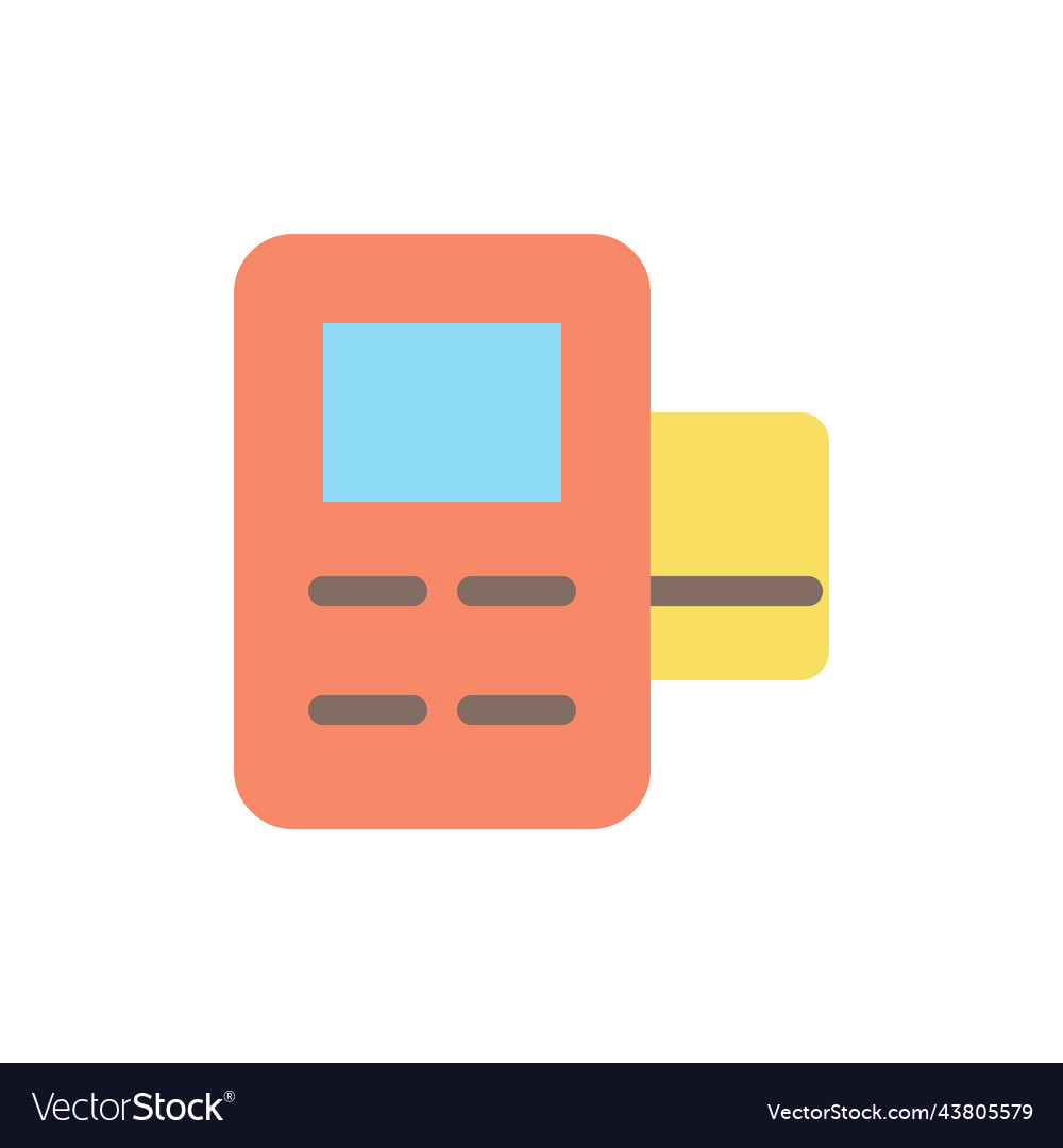 Card payment terminal flat color ui icon vector image Card payment terminal flat color ui icon