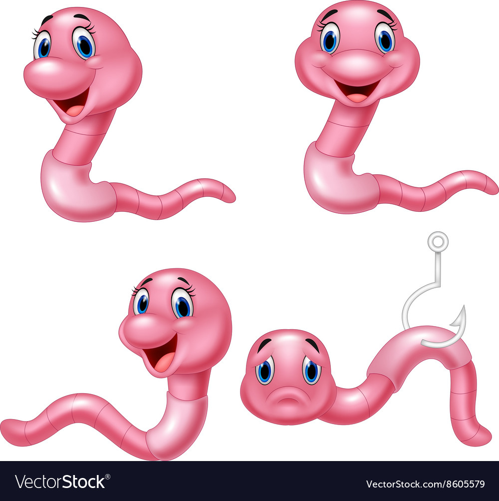 Cartoon worm collection set Royalty Free Vector Image