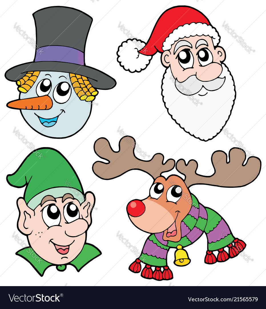 Christmas faces collection Royalty Free Vector Image