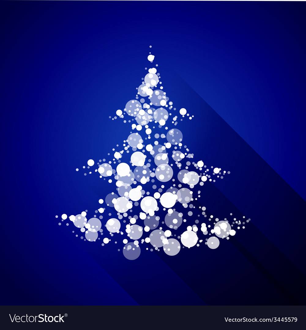 Christmas tree made of light particles flat design