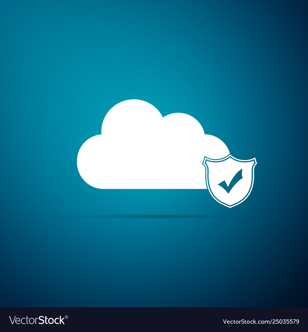 Cloud and shield with check mark icon isolated vector image Cloud and shield with check mark icon isolated