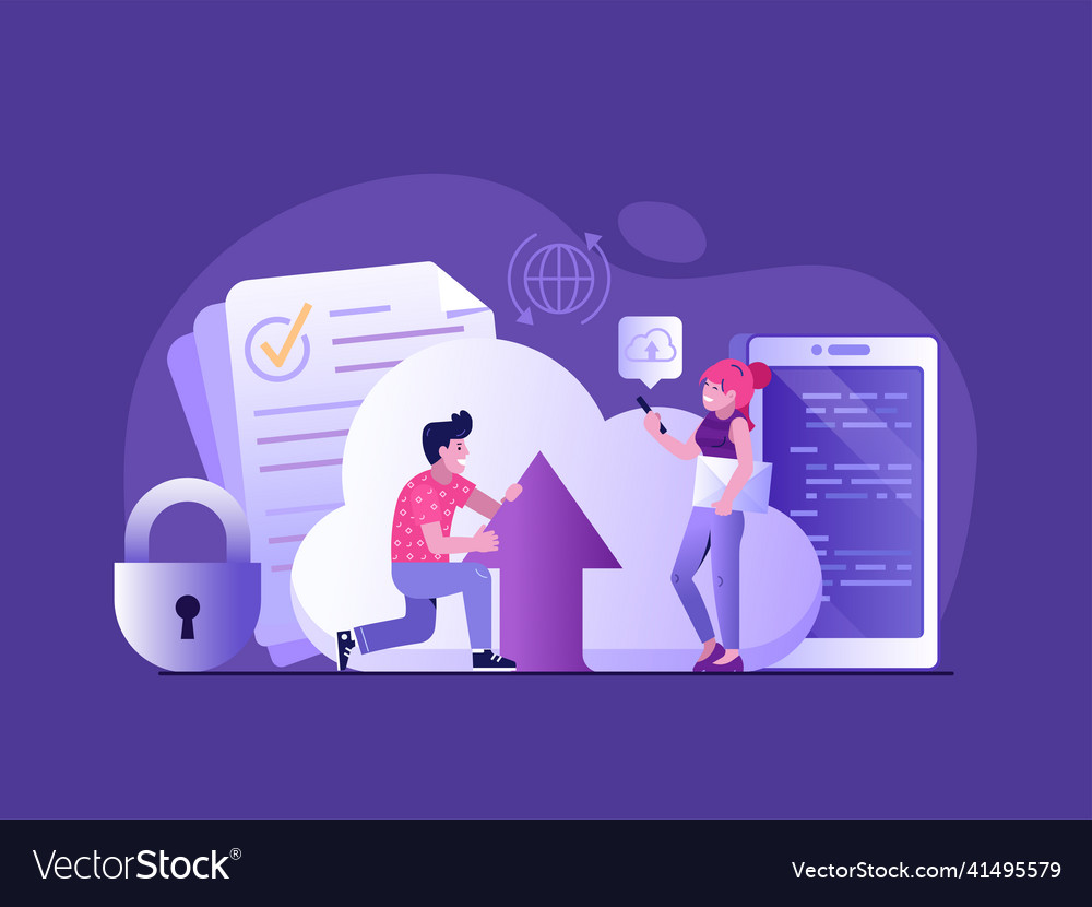 Cloud computing services and online data storage vector image Cloud computing services and online data storage