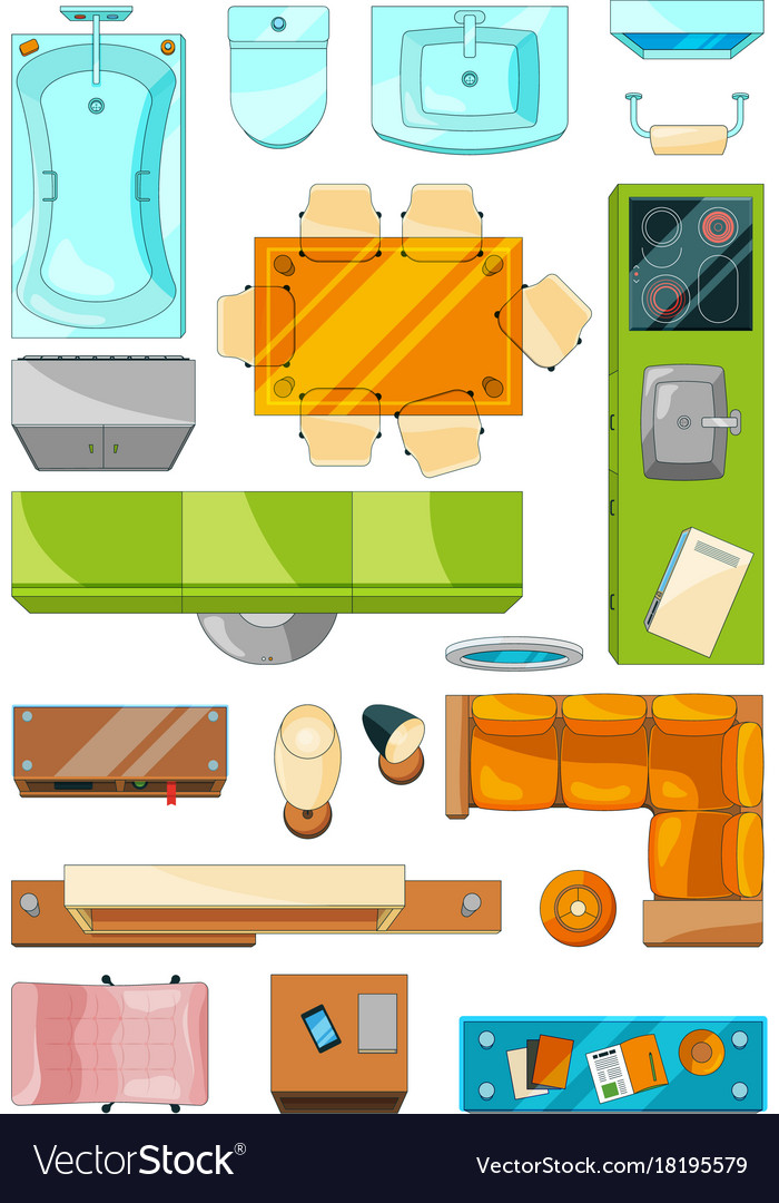 Different furniture set for layout the Royalty Free Vector