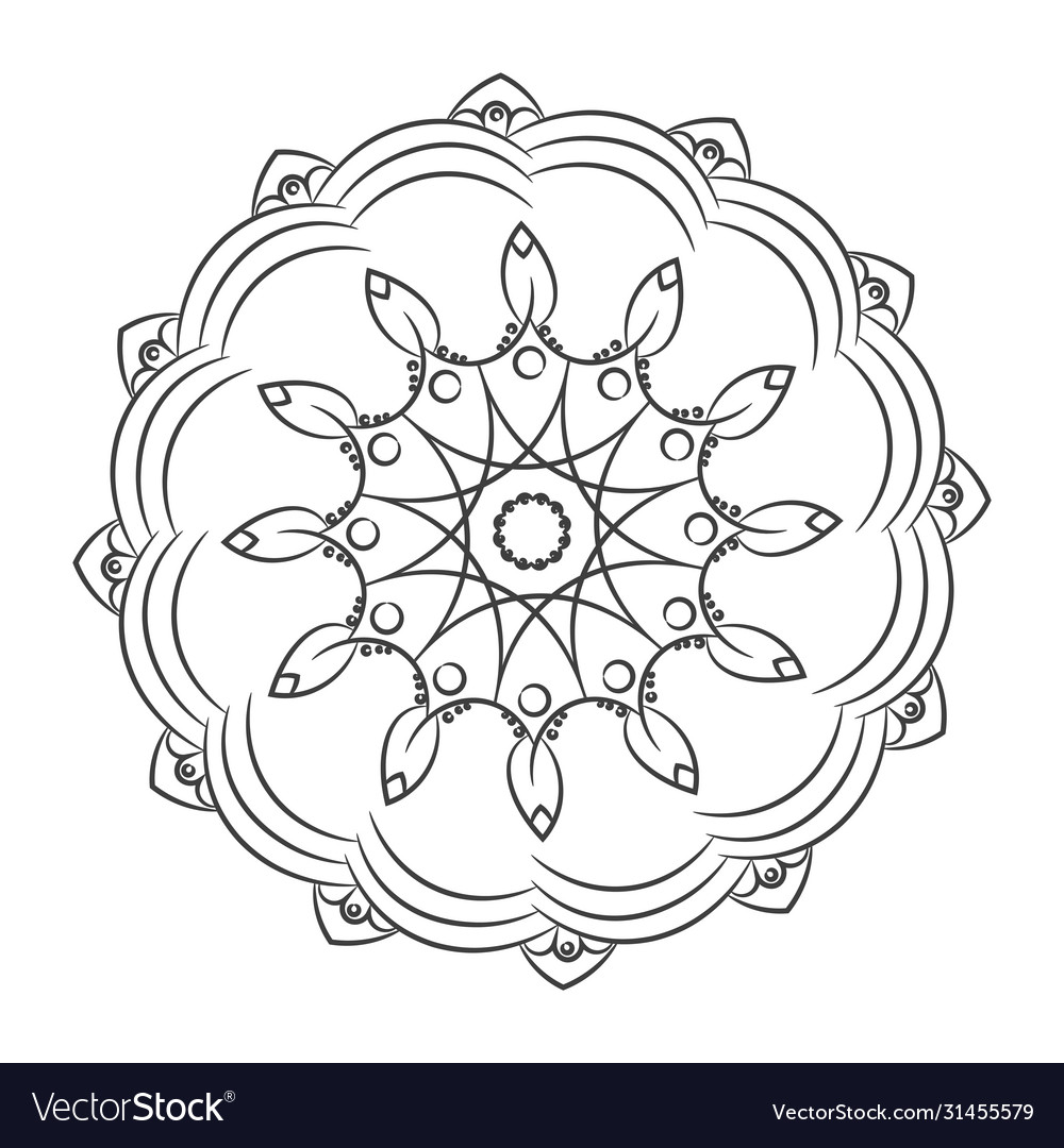 Floral pattern mandala outline