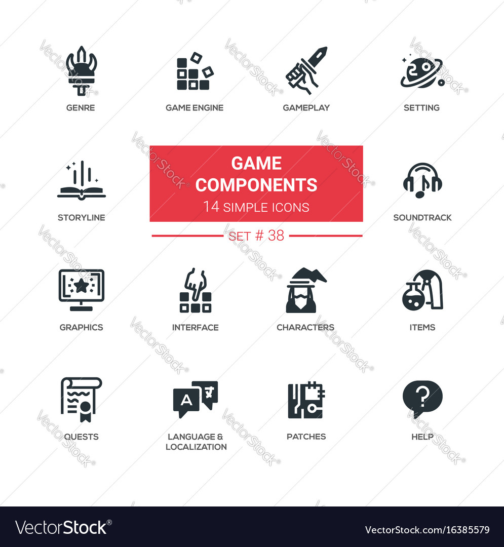 Game components modern line design Royalty Free Vector