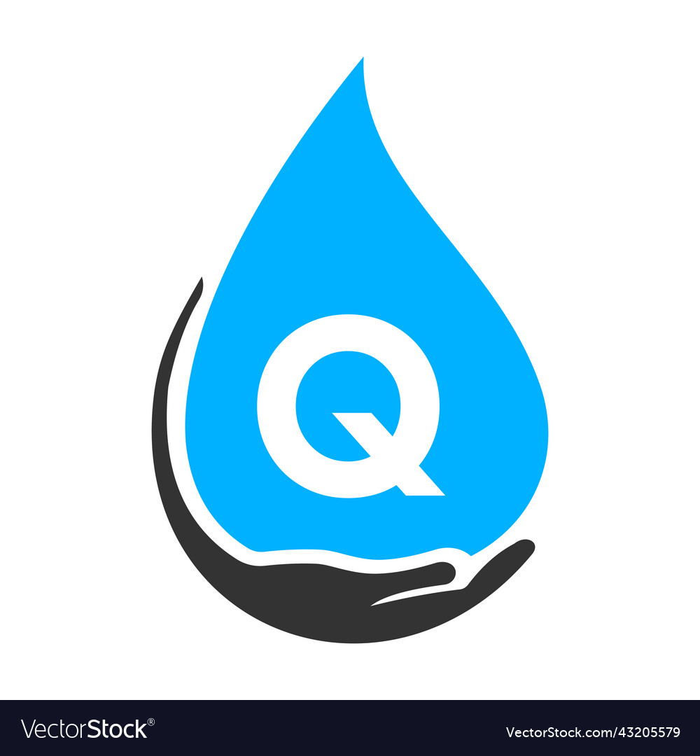 Letter q hand and water logo concept care