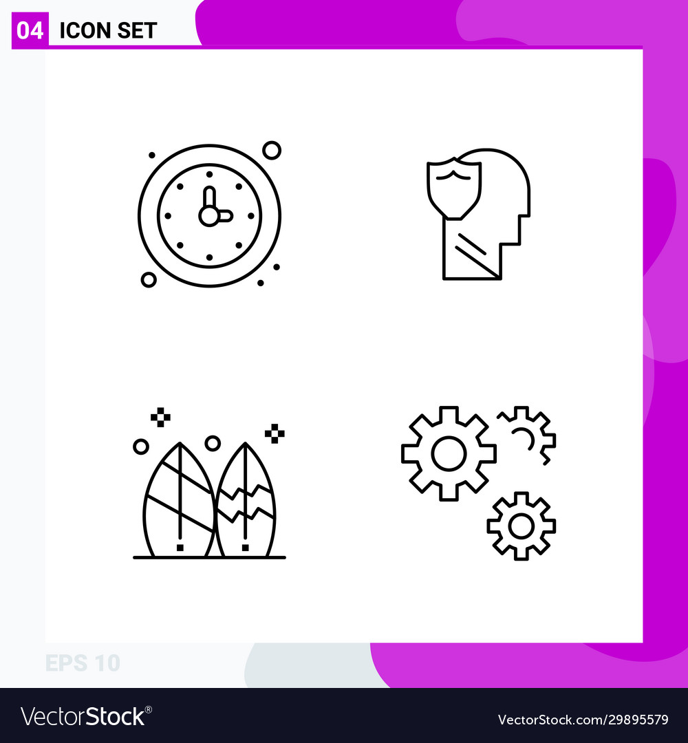 Line icon set pack 4 outline icons isolated