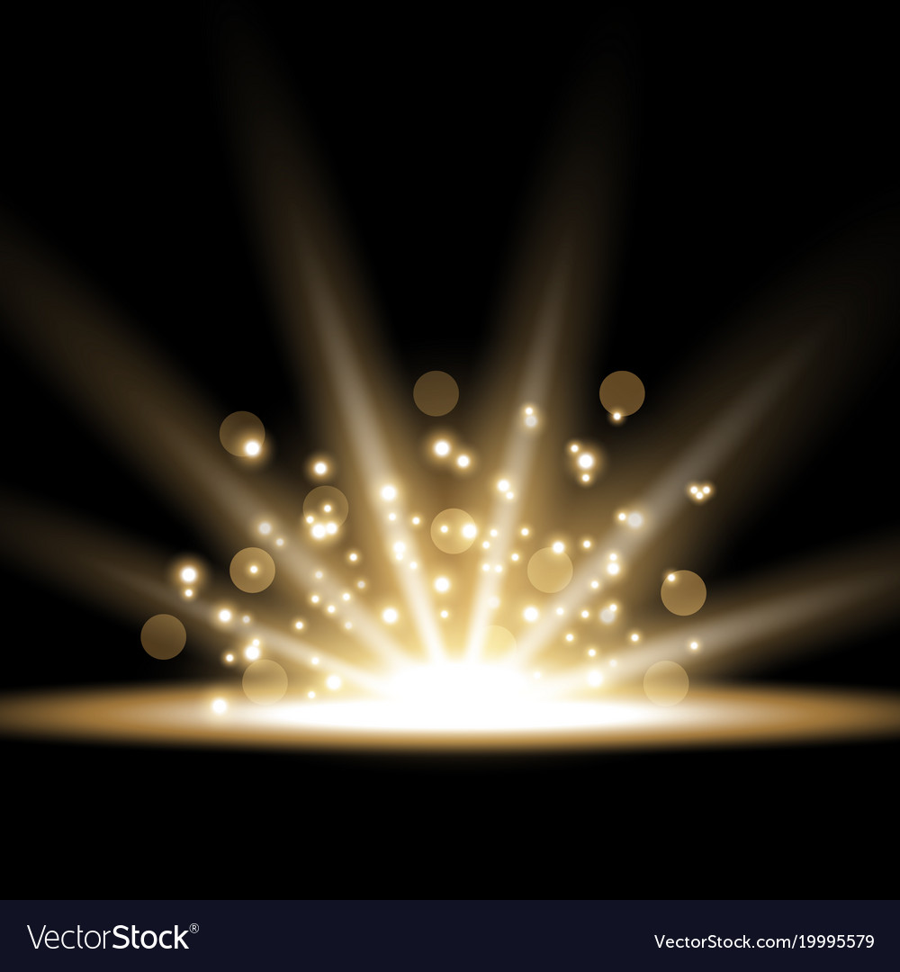 Rays of light with sparks golden color Royalty Free Vector