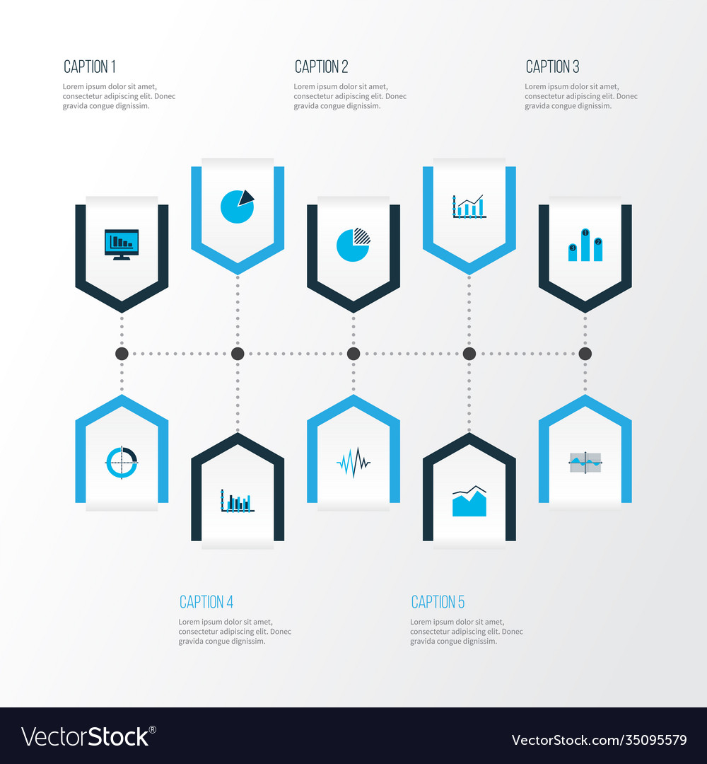 Set graphs diagrams and statistics icons
