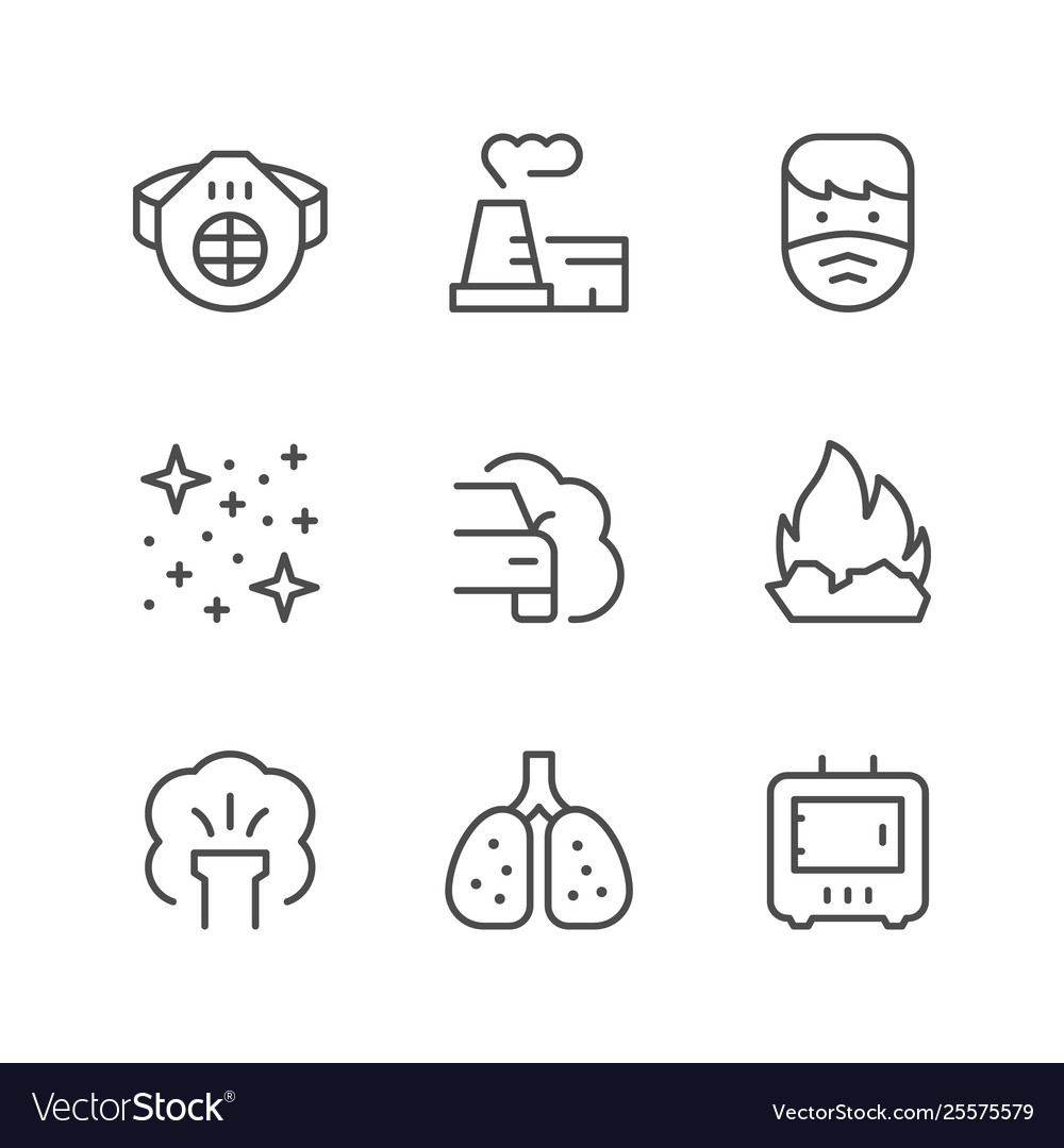 Set Line Icons Air Pollution Royalty Free Vector Image 2341