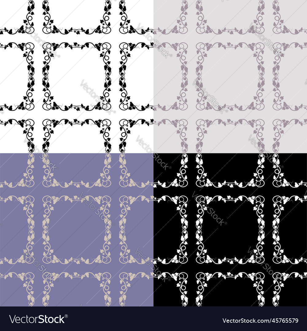 Set of geometric seamless patterns with grapevine vector image Set of geometric seamless patterns with grapevine