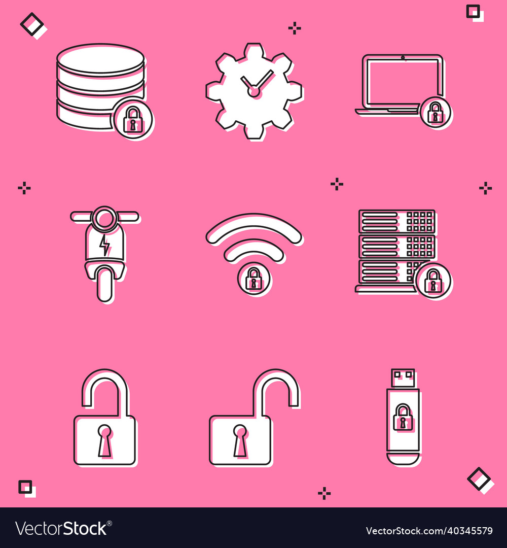Set server security with lock time management vector image Set server security with lock time management