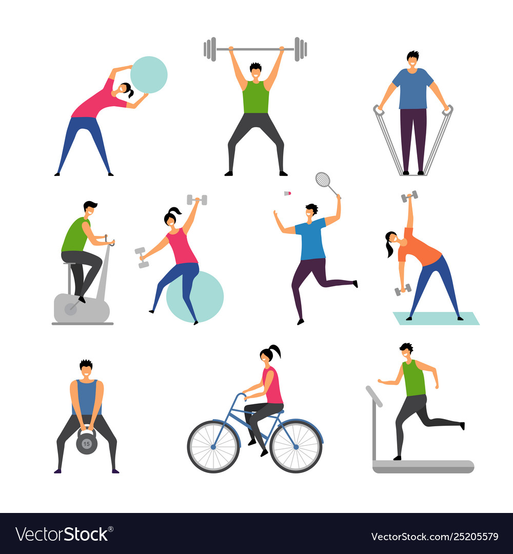 Sport activities characters outdoor making some Vector Image