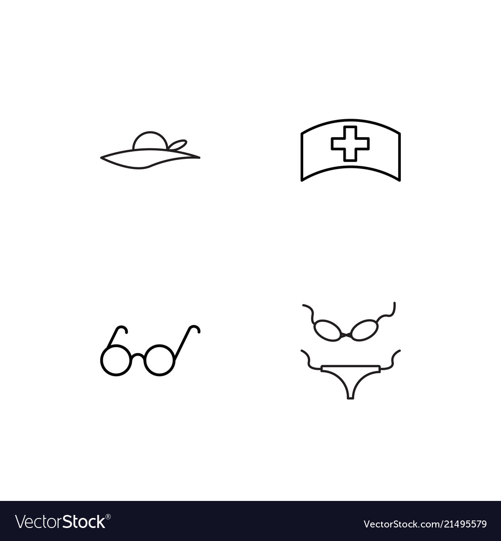 Summer linear icons set simple outline