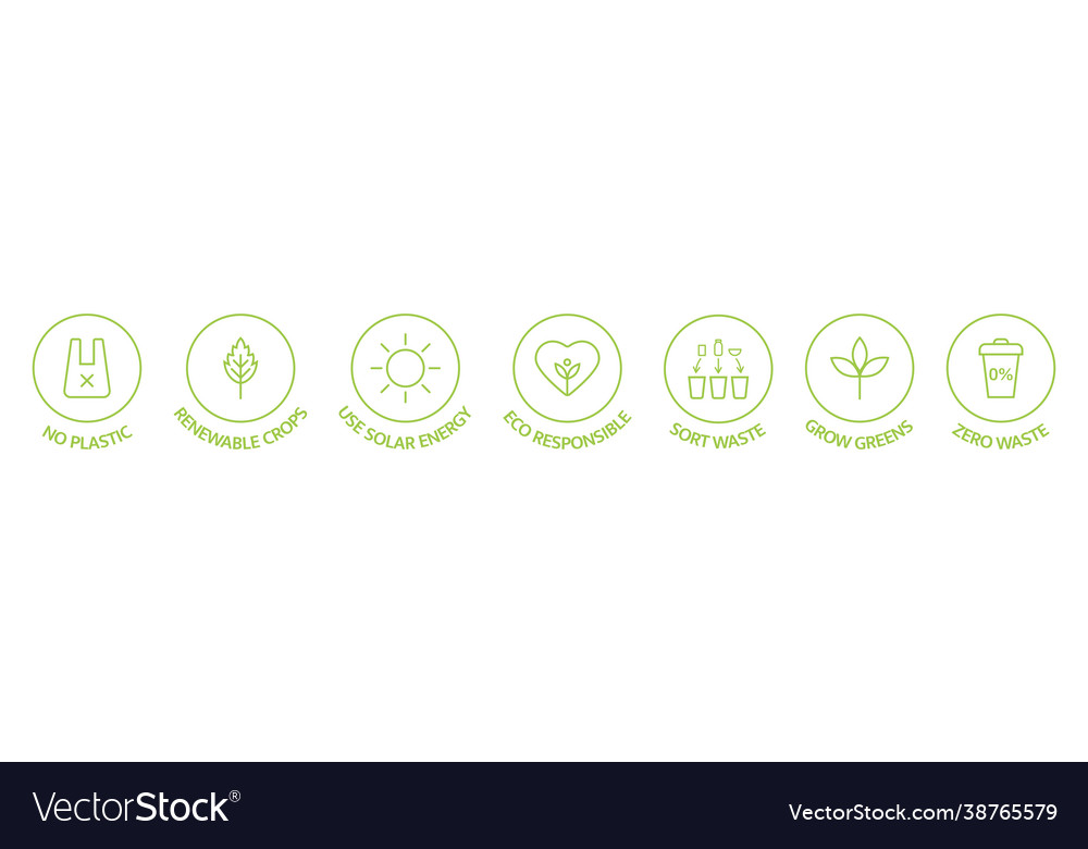 Zero waste line icons set recycle reuse reduce vector image Zero waste line icons set recycle reuse reduce