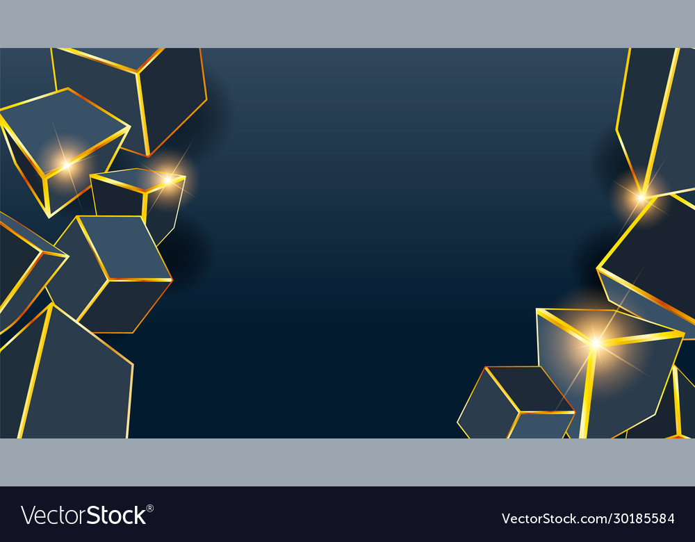 3d cube golden box abstract background
