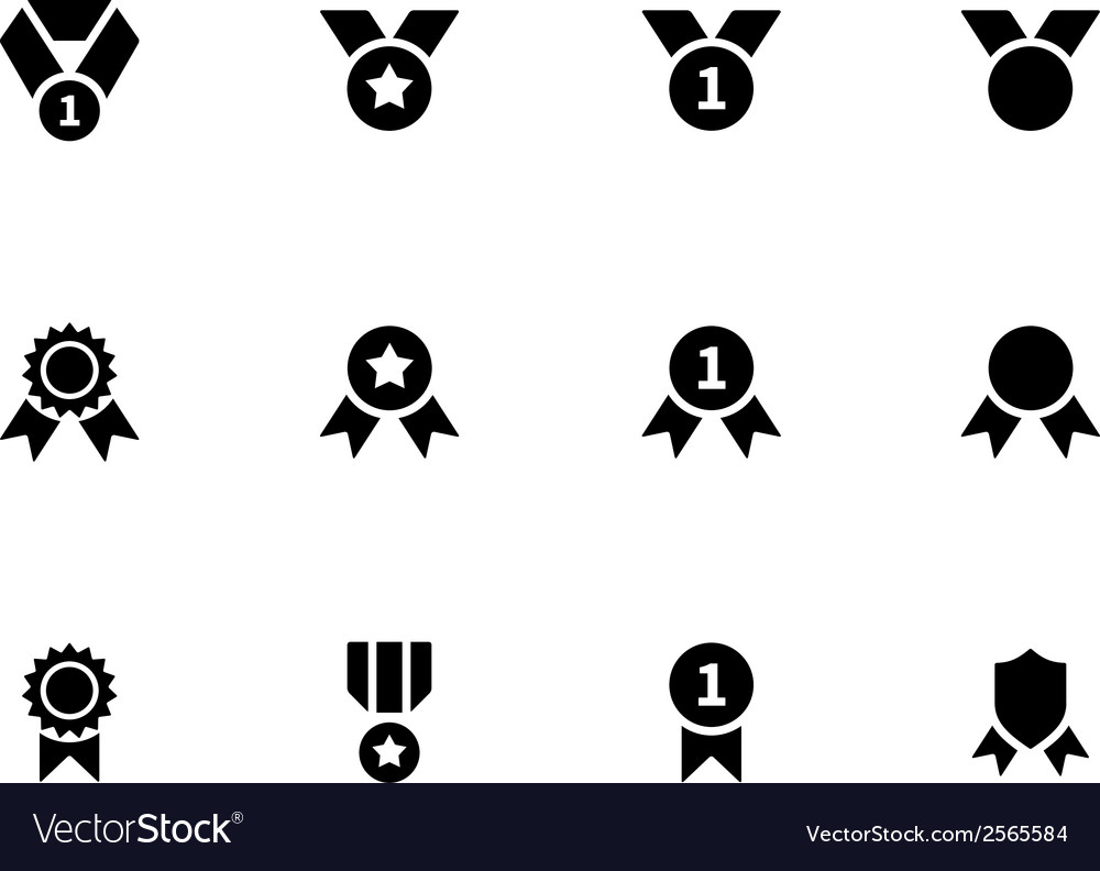 Award and medal icons on white background