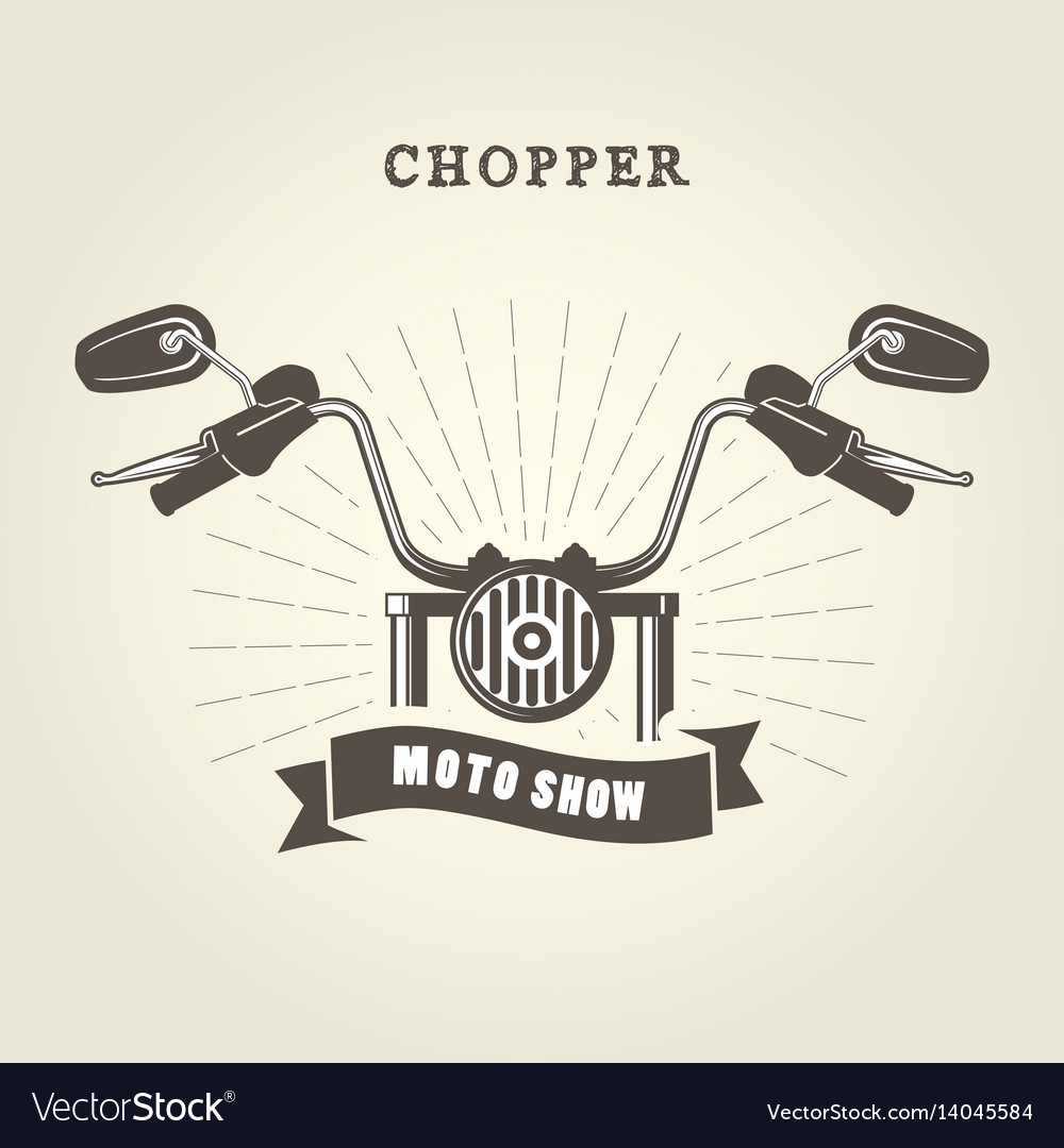 Download Chopper moto handlebar with rear-view mirrors Vector Image