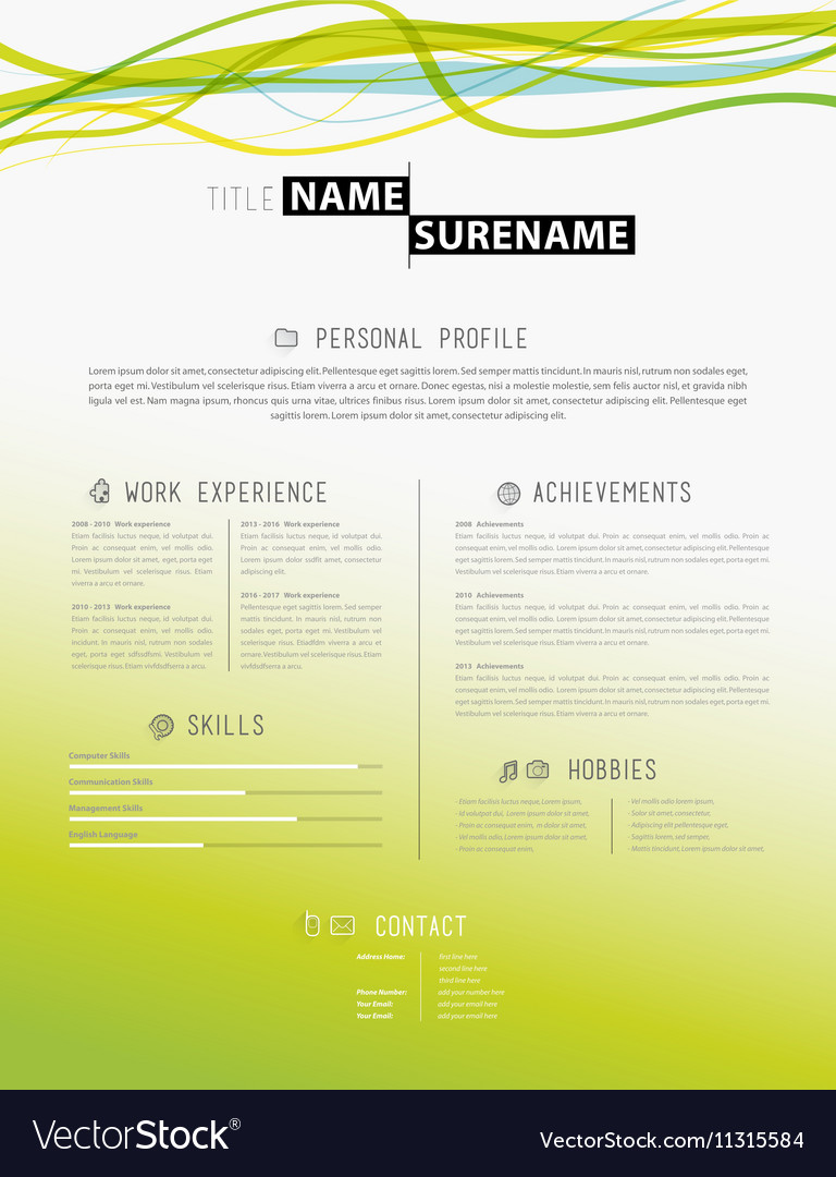Creative simple cv template with colorful lines