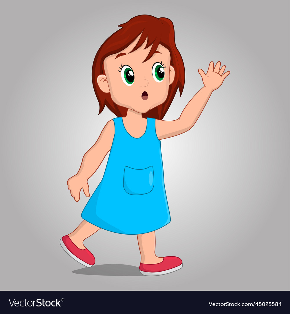 Cute little girl thinking pose 2d cartoon charact