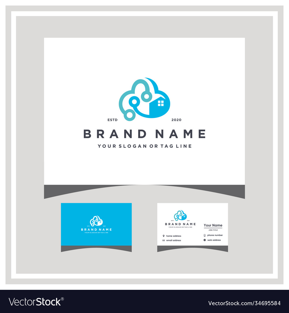 Home cloud tech logo design and business card