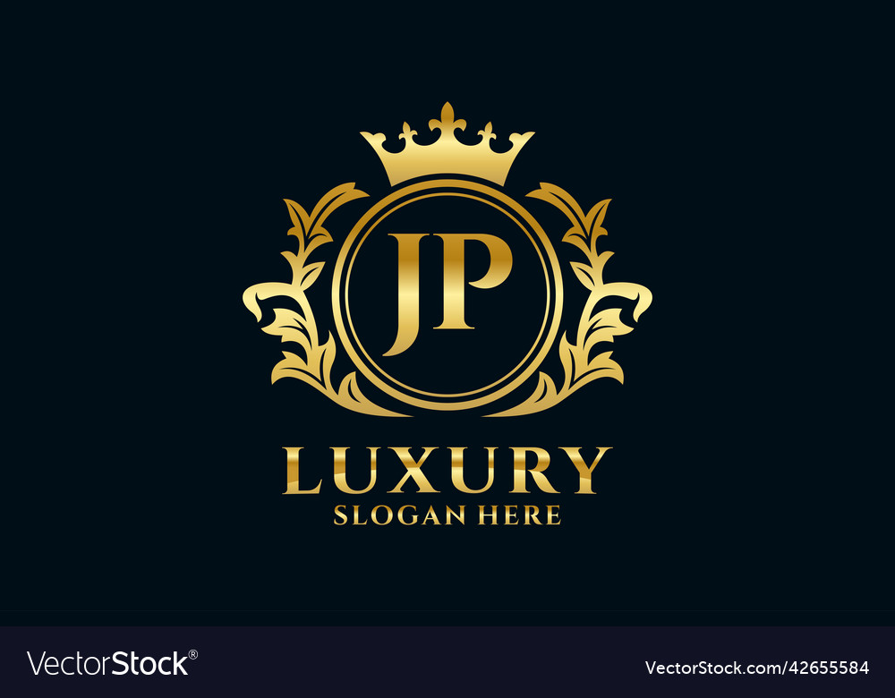 Initial jp letter royal luxury logo template Vector Image