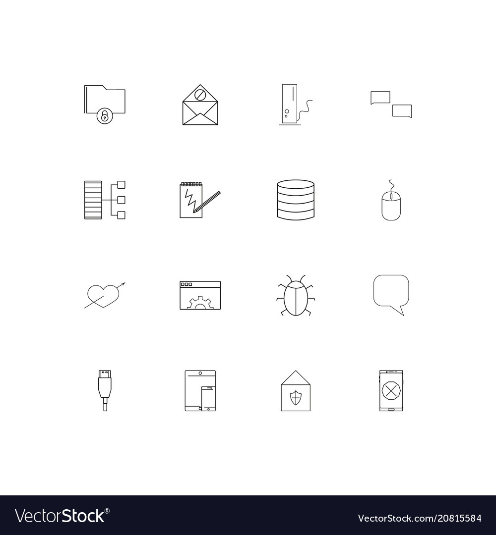 Internet technologies linear thin icons set