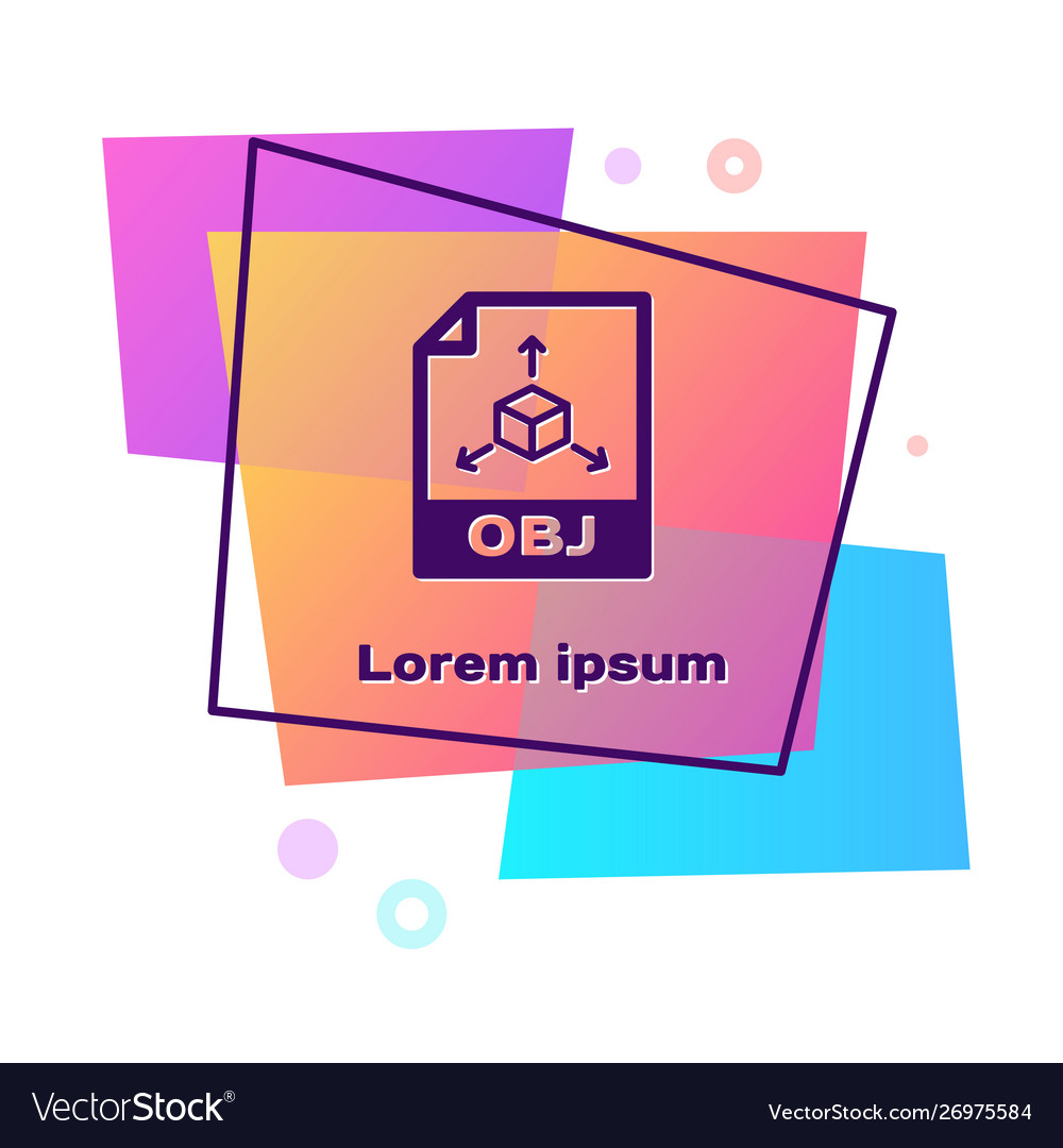 Purple obj file document download button icon vector image Purple obj file document download button icon