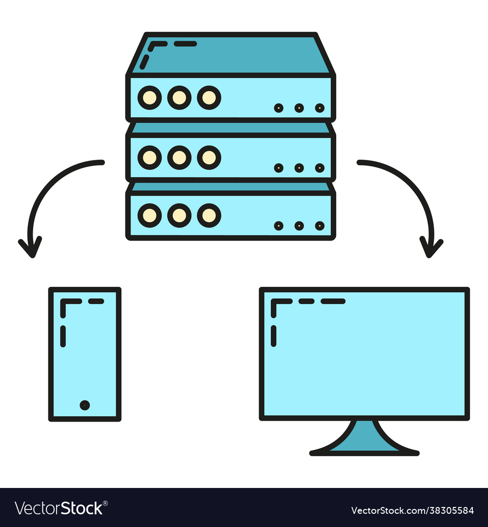 Remote computer server data exchange cloud icon vector image Remote computer server data exchange cloud icon