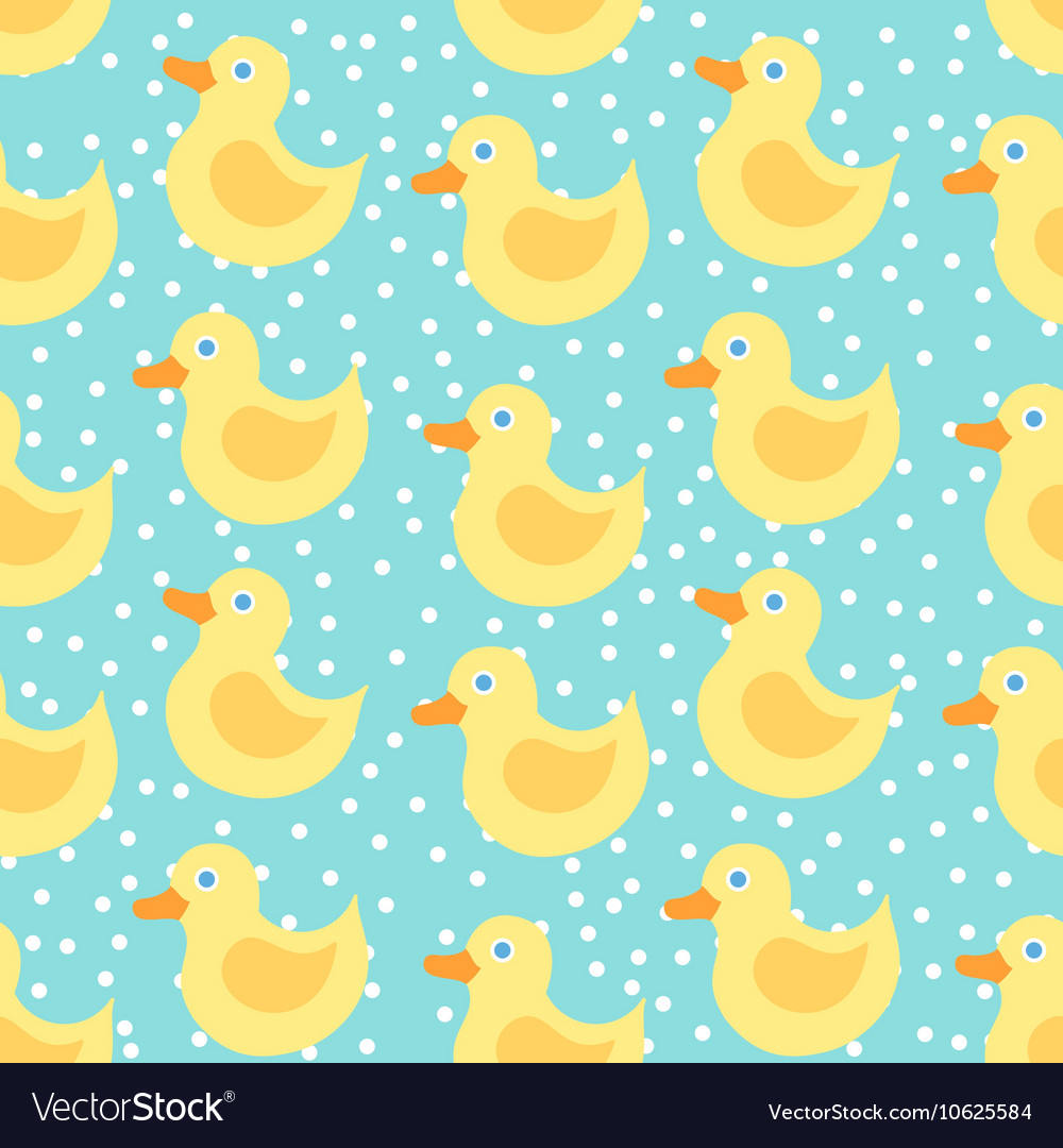 Seamless pattern with yellow duck