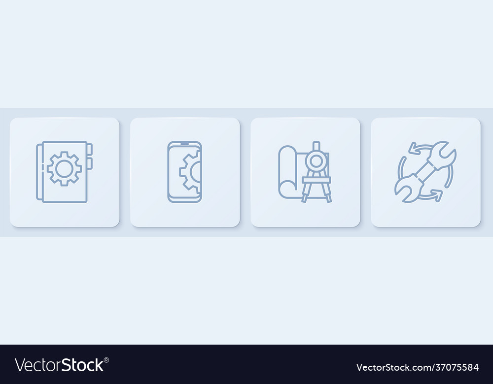 Set line user manual graphing paper and compass vector image Set line user manual graphing paper and compass