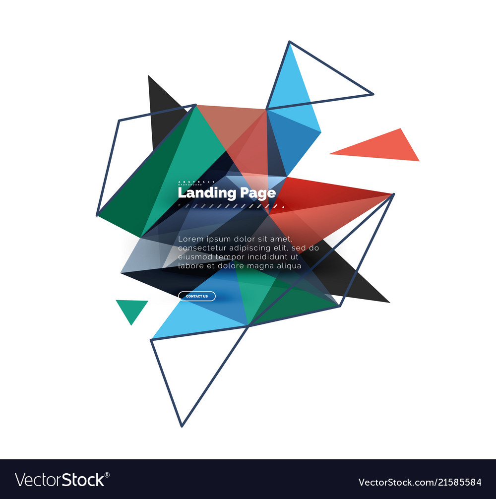 Triangular design abstract background landing vector image Triangular design abstract background landing