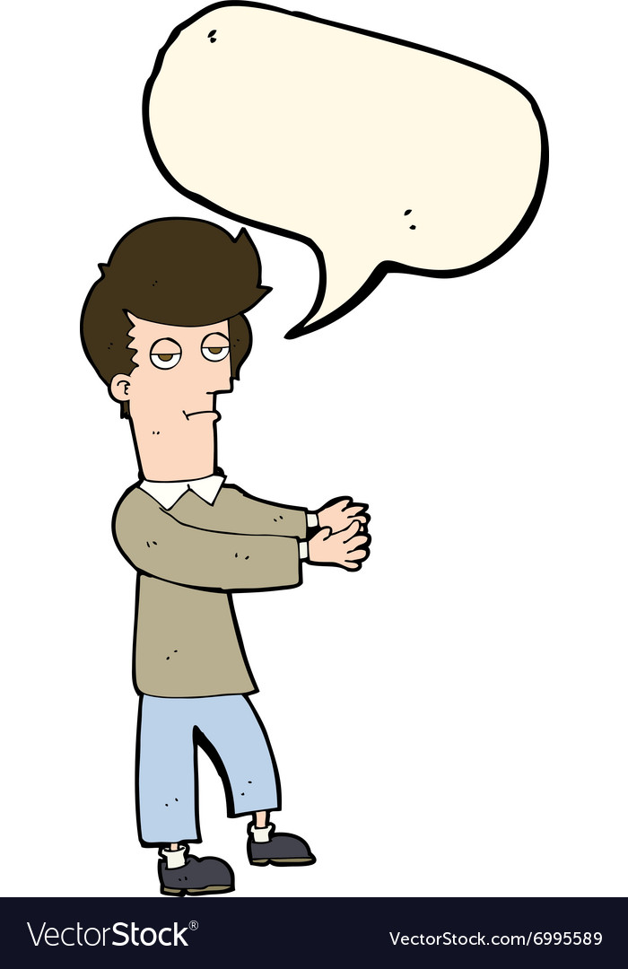 Cartoon bored man showing the way with speech Vector Image