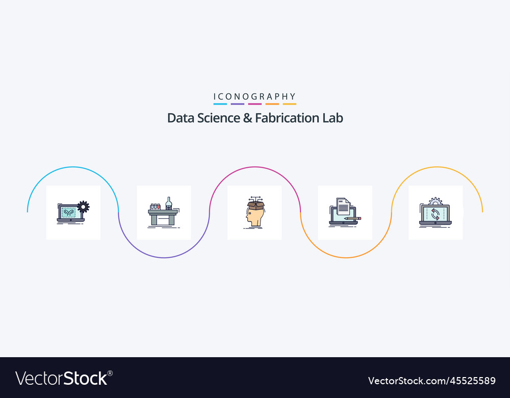 Data science and fabrication lab line filled flat