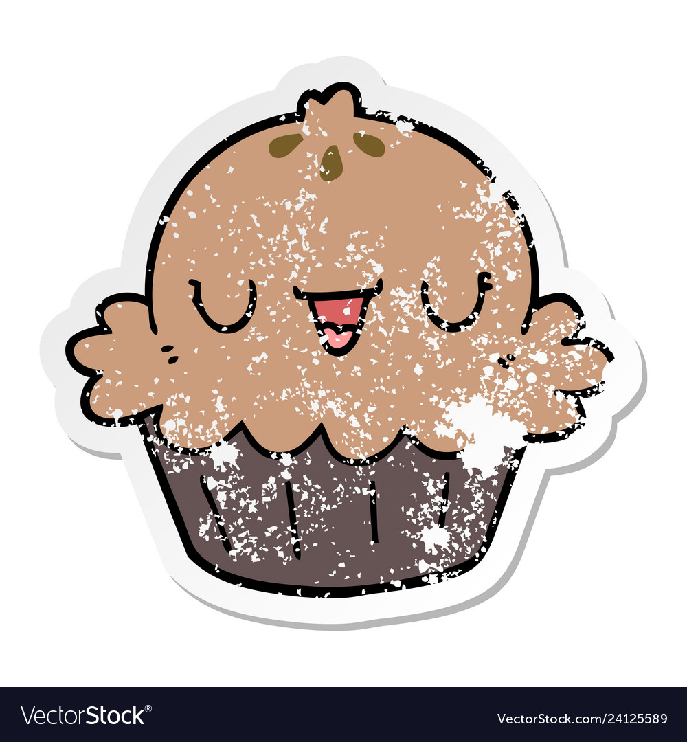 Distressed sticker of a cute cartoon pie Vector Image