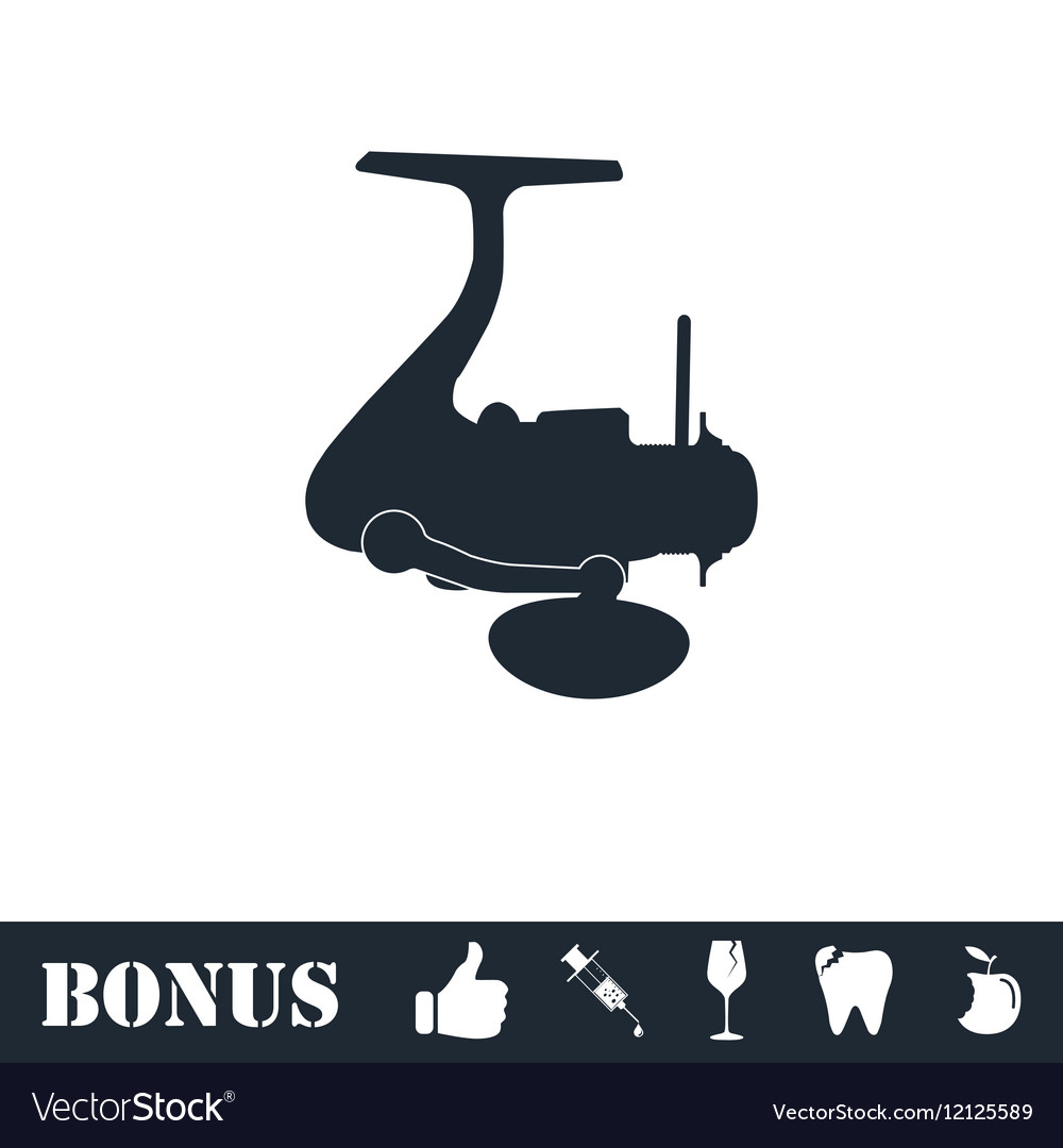 Fishing reel icon flat Royalty Free Vector Image