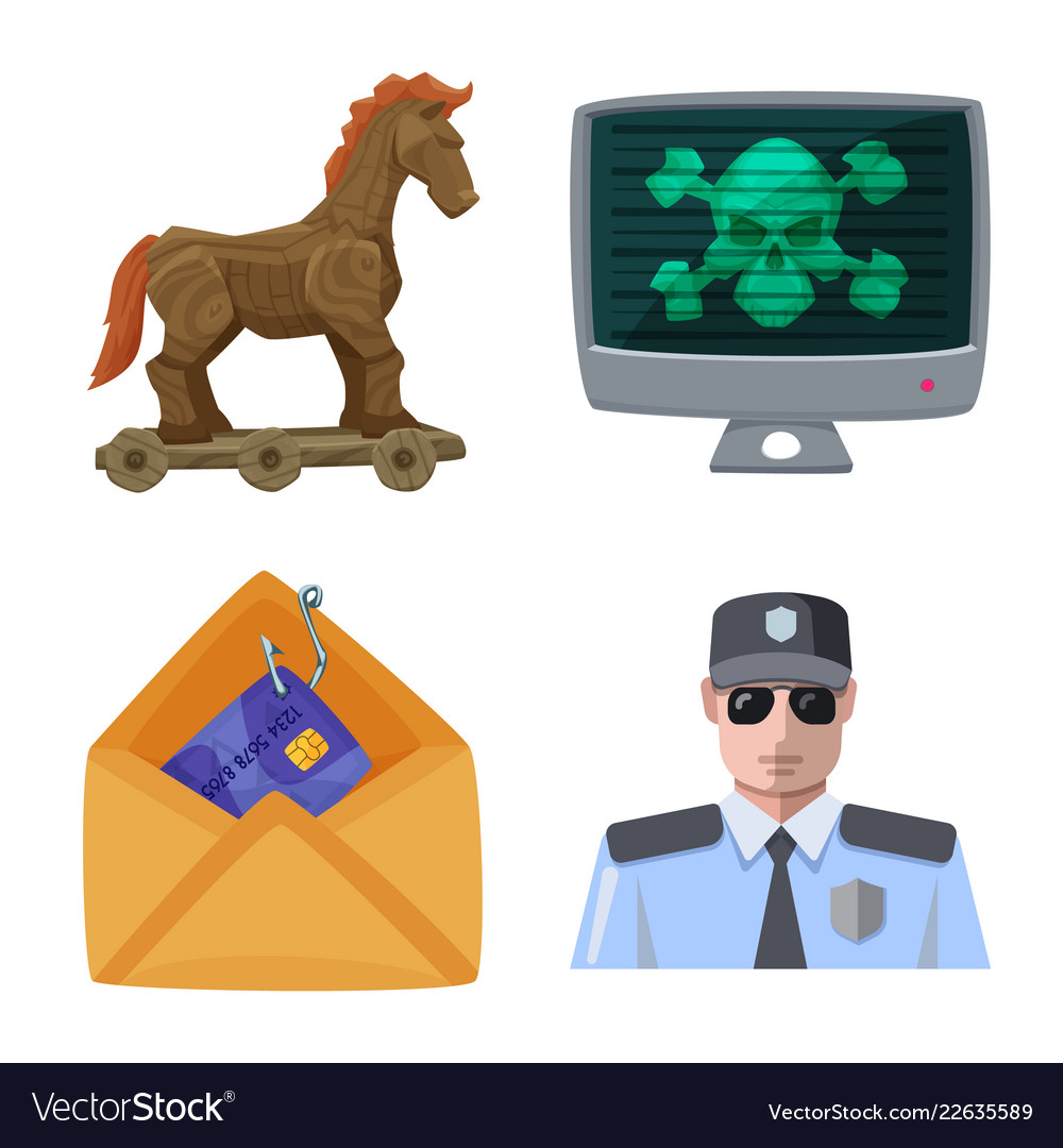 Isolated object of virus and secure sign vector image Isolated object of virus and secure sign