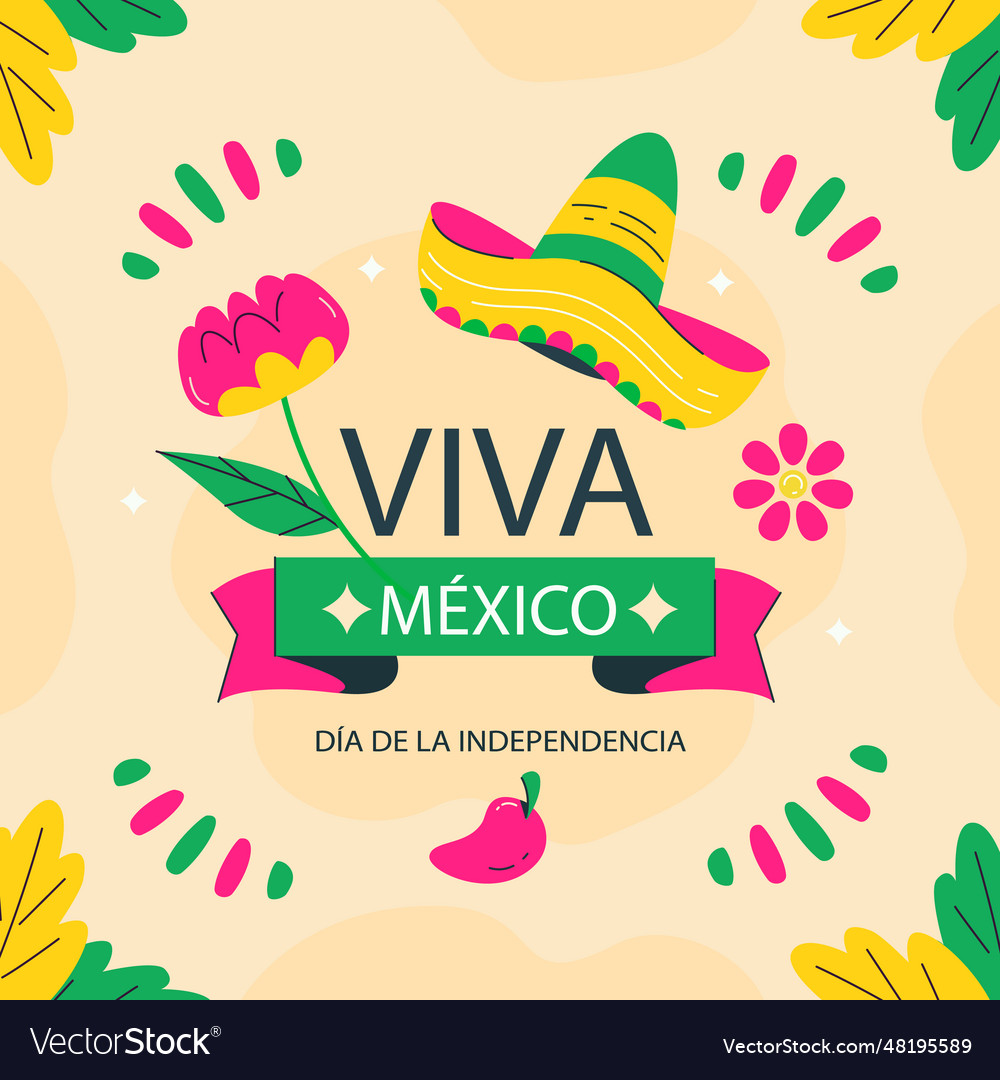 Mexico independence day celebration isolated Vector Image