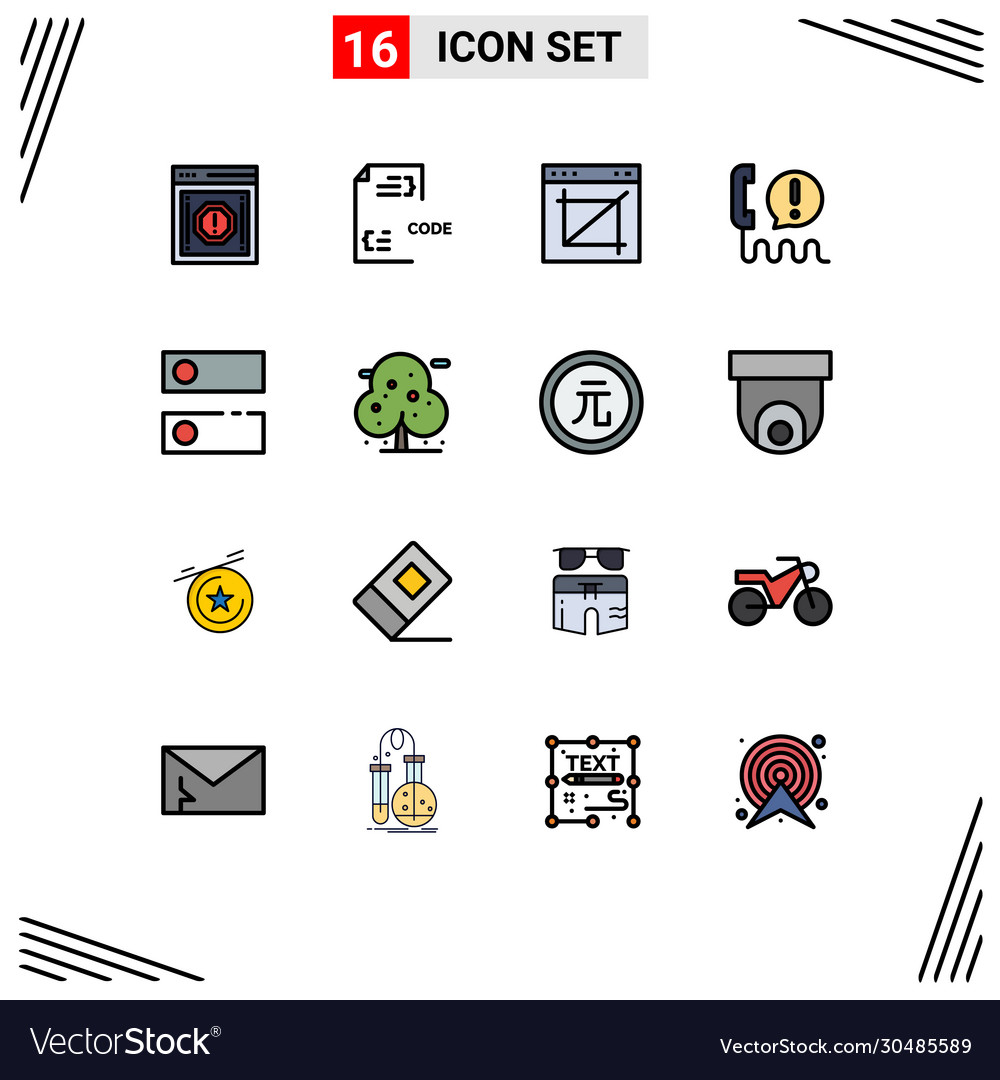Mobile interface flat color filled line set 16