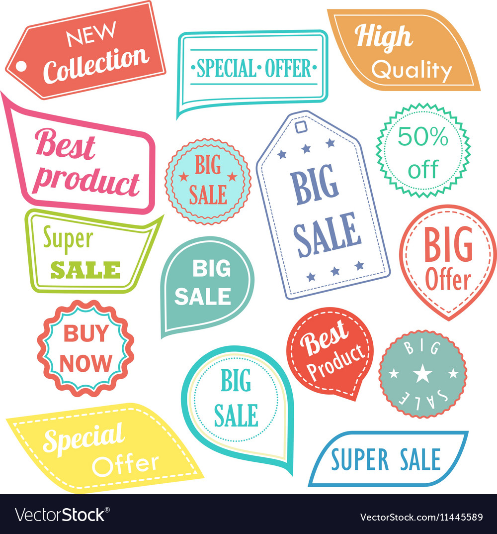 Modern flat design sale stickers sale hipster Vector Image