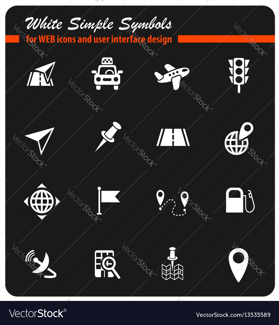 Navigation transport map icon set vector image Navigation transport map icon set