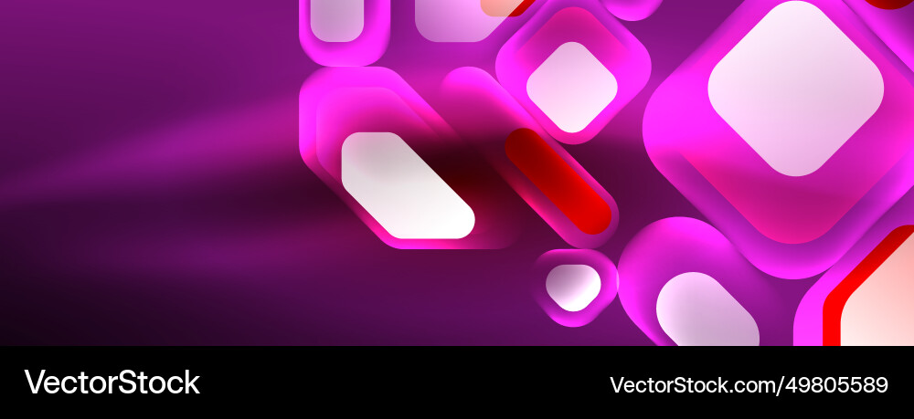 Neon lines squares and round shapes abstract Vector Image