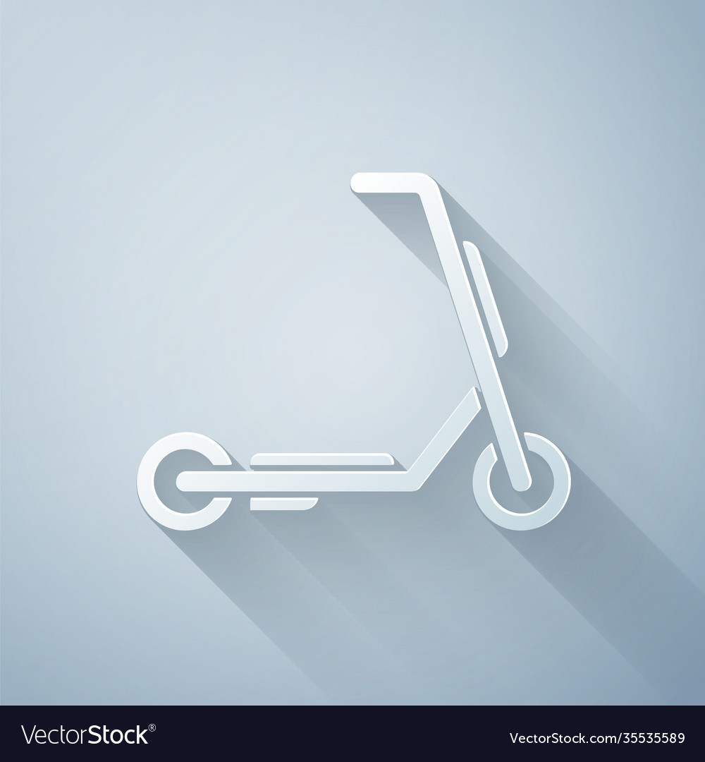 Paper cut scooter delivery icon isolated on grey