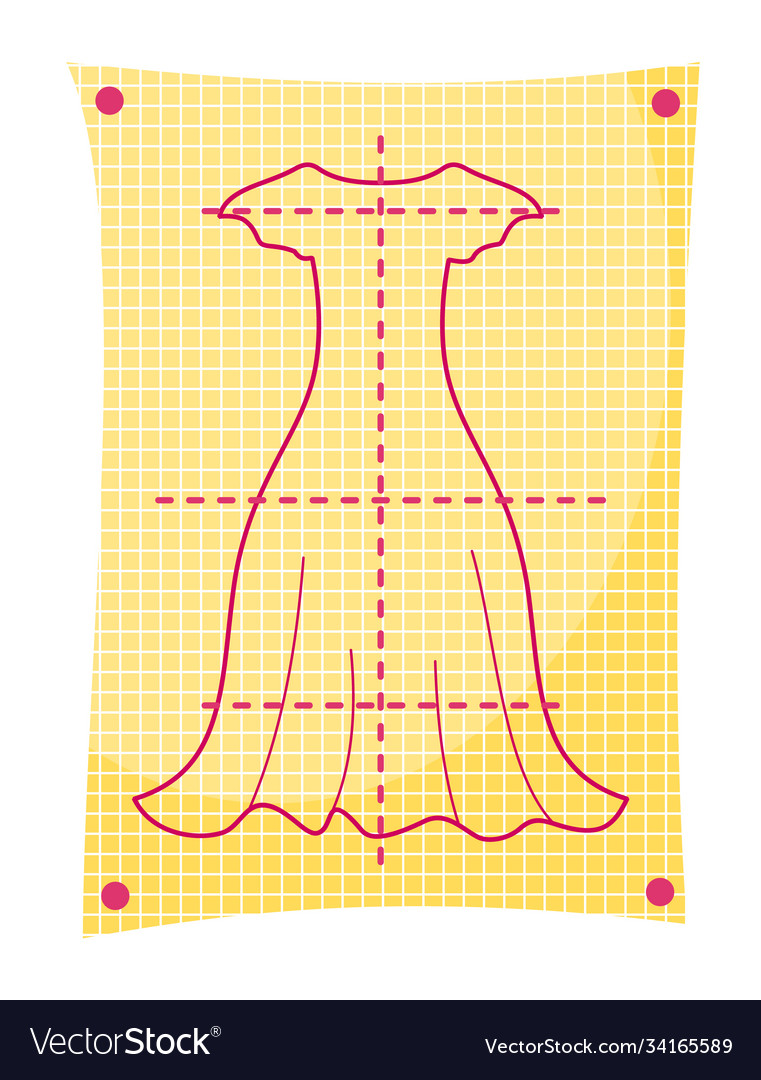 Tailor pattern at yellow background with dotted vector image Tailor pattern at yellow background with dotted