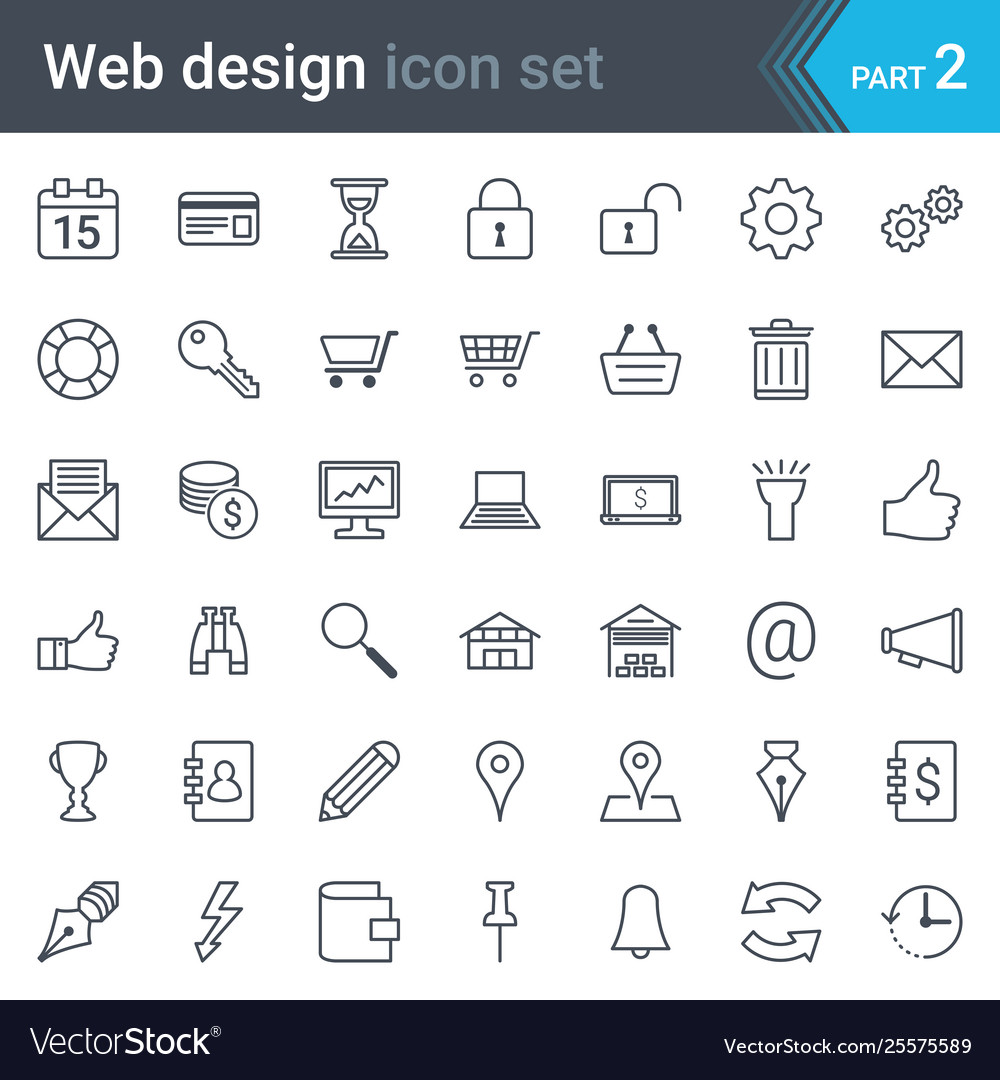 Web design seo and development thin line icon set