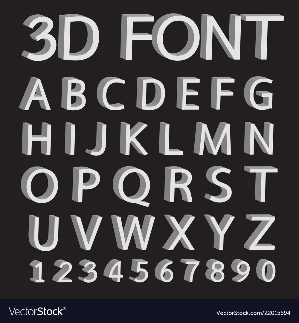 3d font letters and numbers vector image 3d font letters and numbers