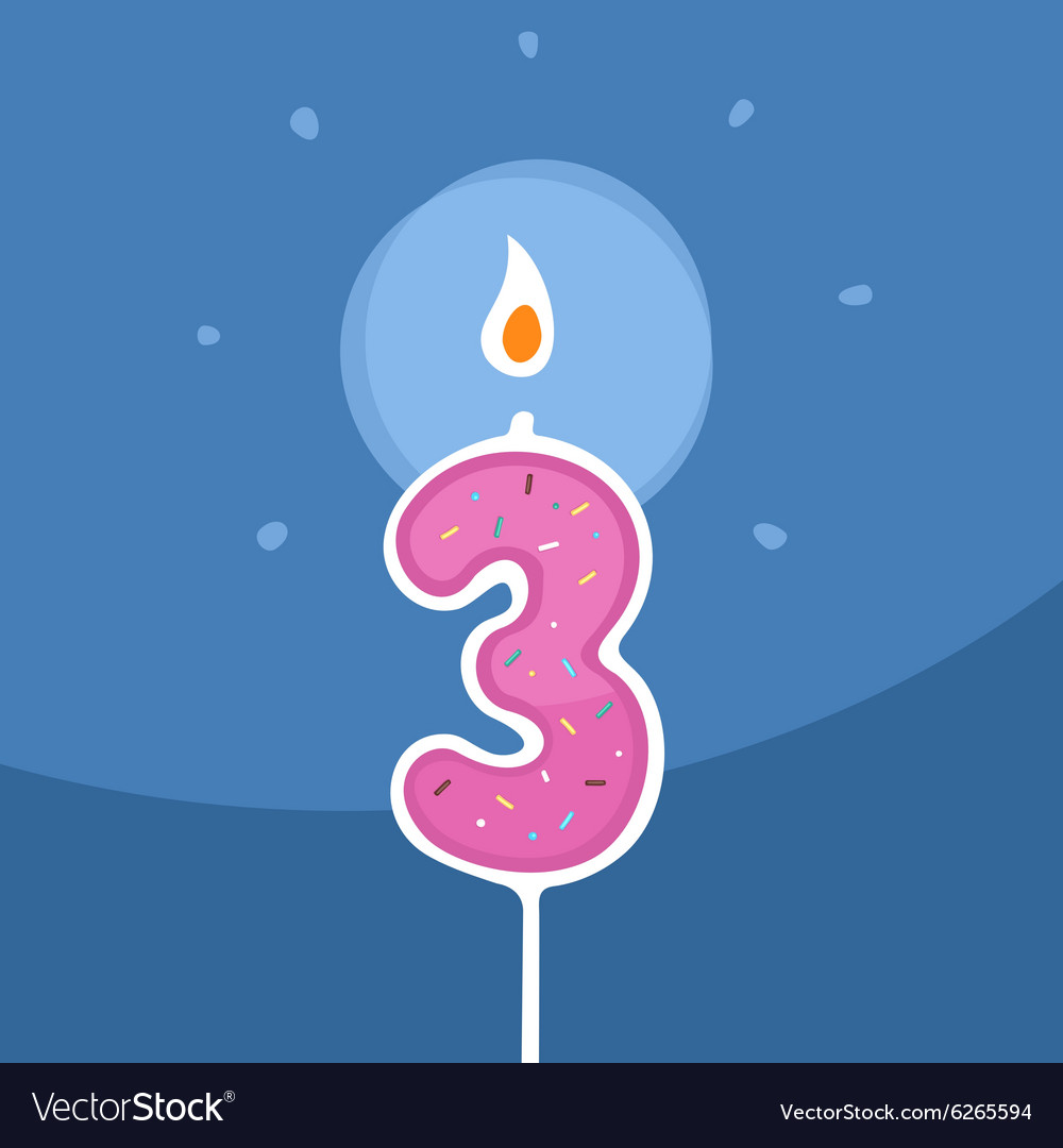 Candle three years Royalty Free Vector Image - VectorStock