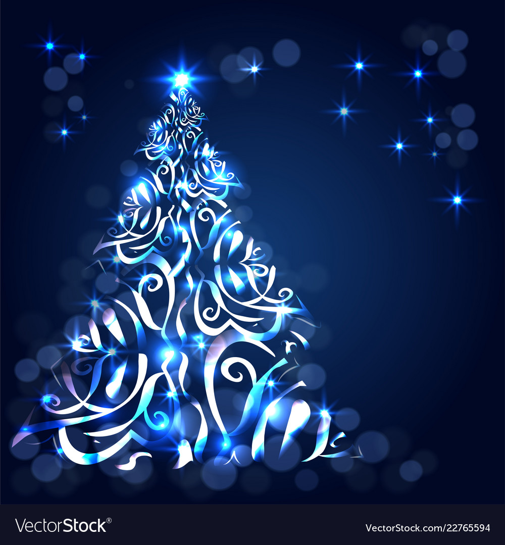 Colorful Christmas Tree And Glowing Lights On A Vector Image