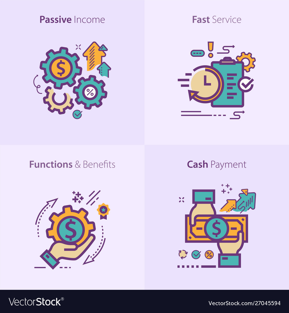 Colorful flat design icon passive income fast
